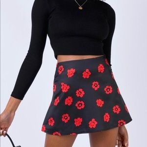 Princess Polly Amada Mini Skirt Black/Red US4